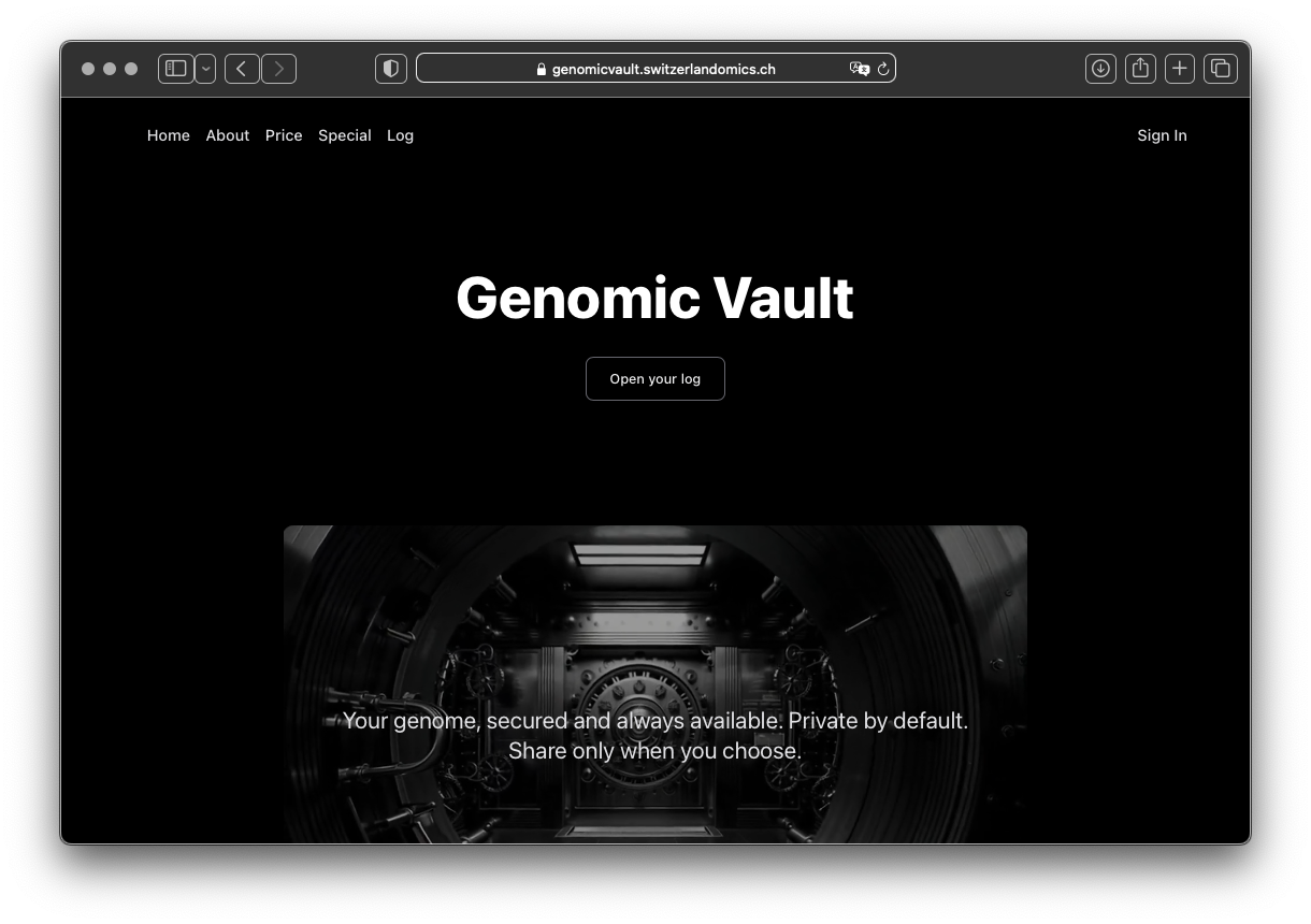 Genomic Vault landing page