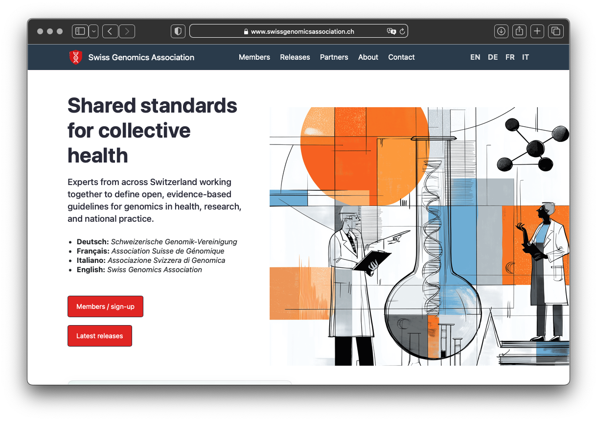 Swiss Genomics Association landing page